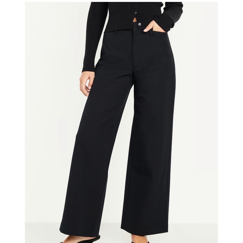 Old Navy High-Rise Pixie Super Wide Leg Pants Black 16 Petite office work busine